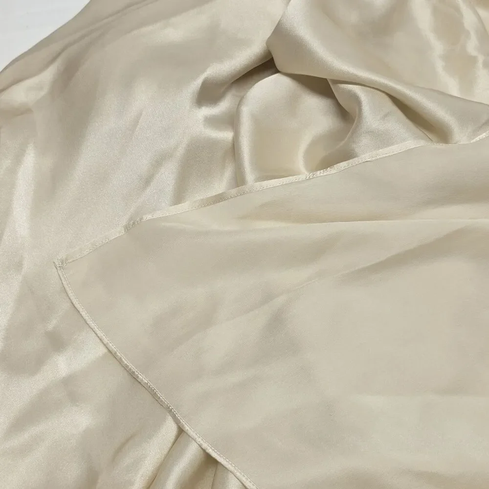 Newport News Swim 100% Silk Cream Pareo Biege Warap Scarf Vintage Pastel Nude